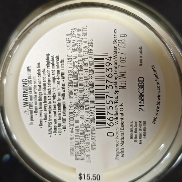 HTF.White Barn Wildberry Tea Spritzer Single Wick Candle 7oz - Picture 3 of 3